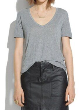 Madewell - V-Neck Slouchy Short Sleeve T-Shirt A2330 | Medium | Gray Slate Heath